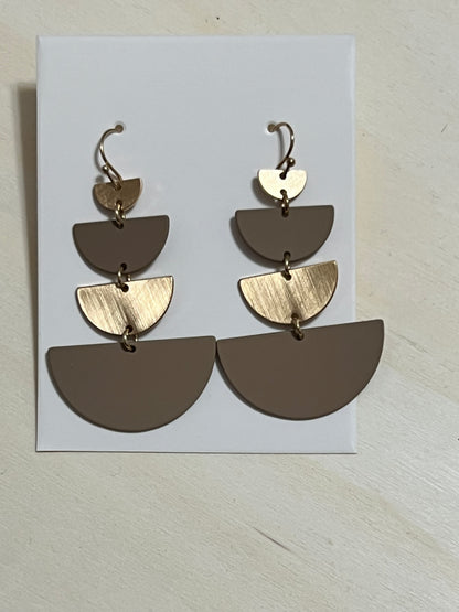 Taupe and Gold Matte Earrings